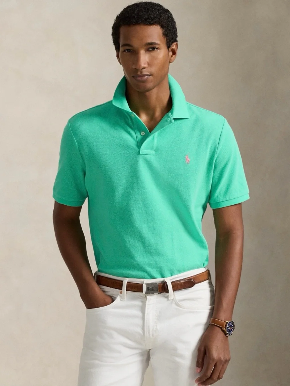 Polo Ralph Lauren/Classic Fit Polo/Turquoise Blue/ Gold Pony/Size L/ 100% Cotton